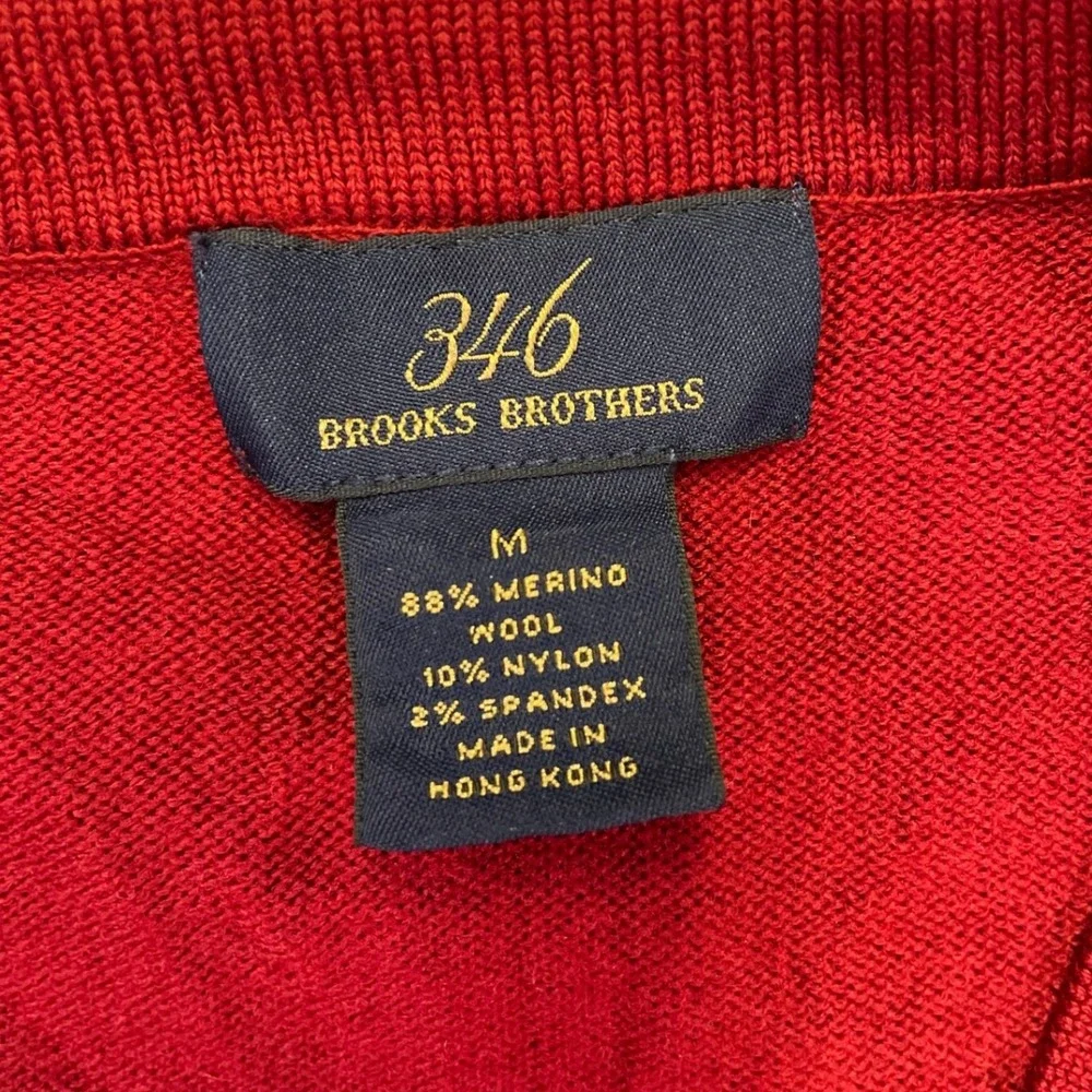 Brooks‎ Brothers 346 Mens Red Merino Wool Blend V-Neck Sweater Size M